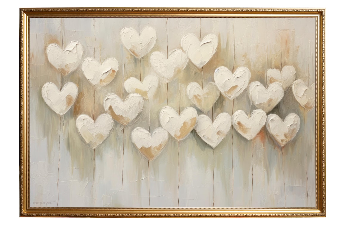 Vintage Valentine Heart Oil Painting Art Print - Image 5