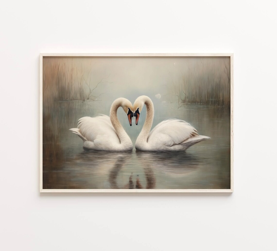 Vintage White Swans Art Print, Romantic Farmhouse Decor - Image 5
