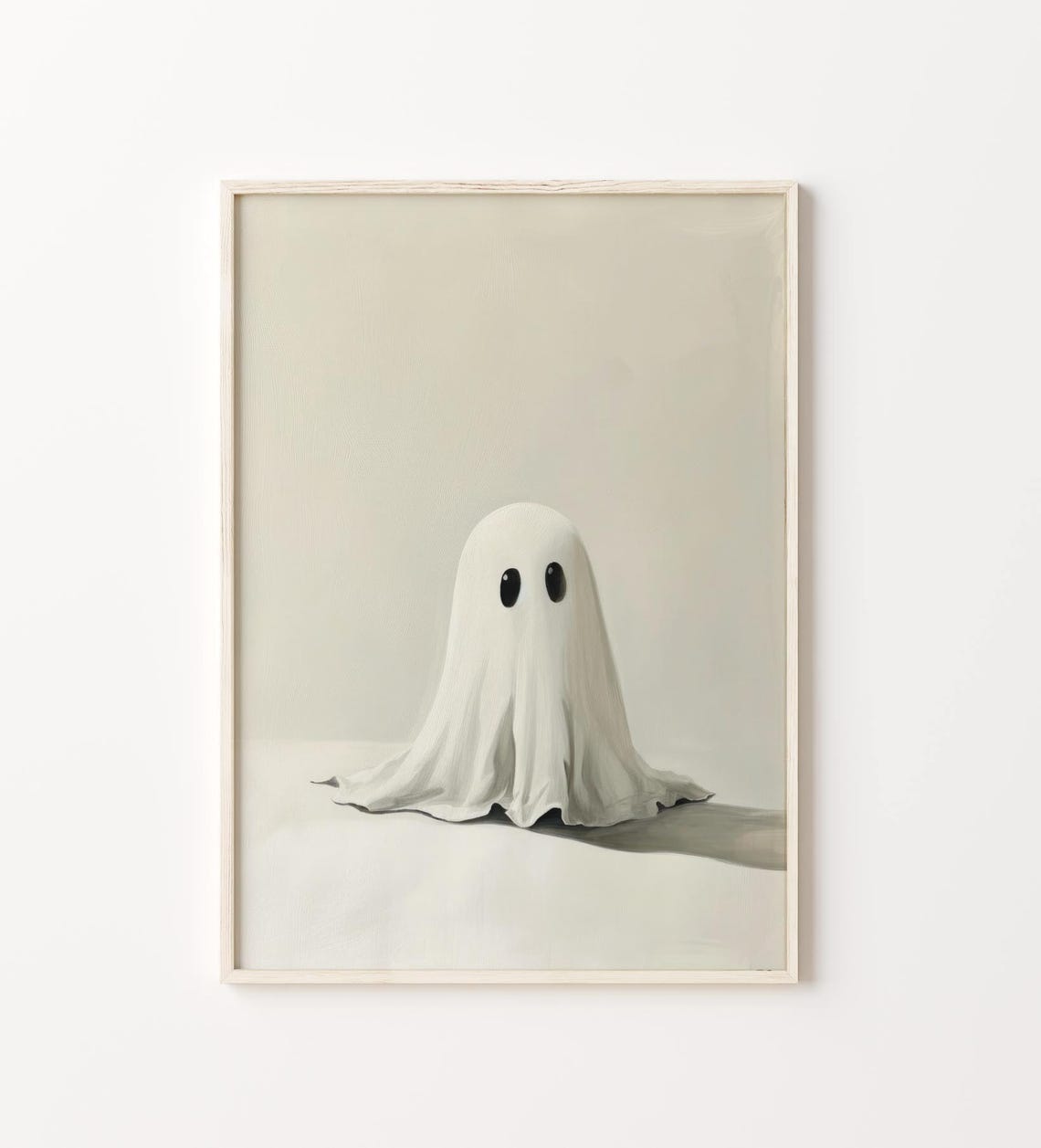 Minimalist Cute Ghost On A Cream Background Simple Spooky Poster - Image 3