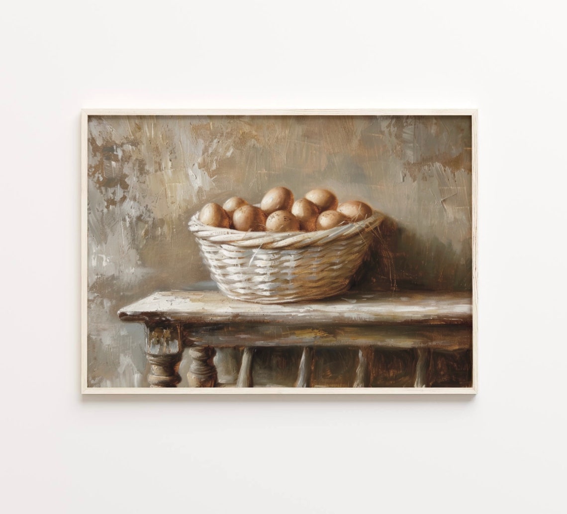 Woven Basket Of Eggs Rustic Country Kitchen Vintage Farmhouse Poster - Image 4