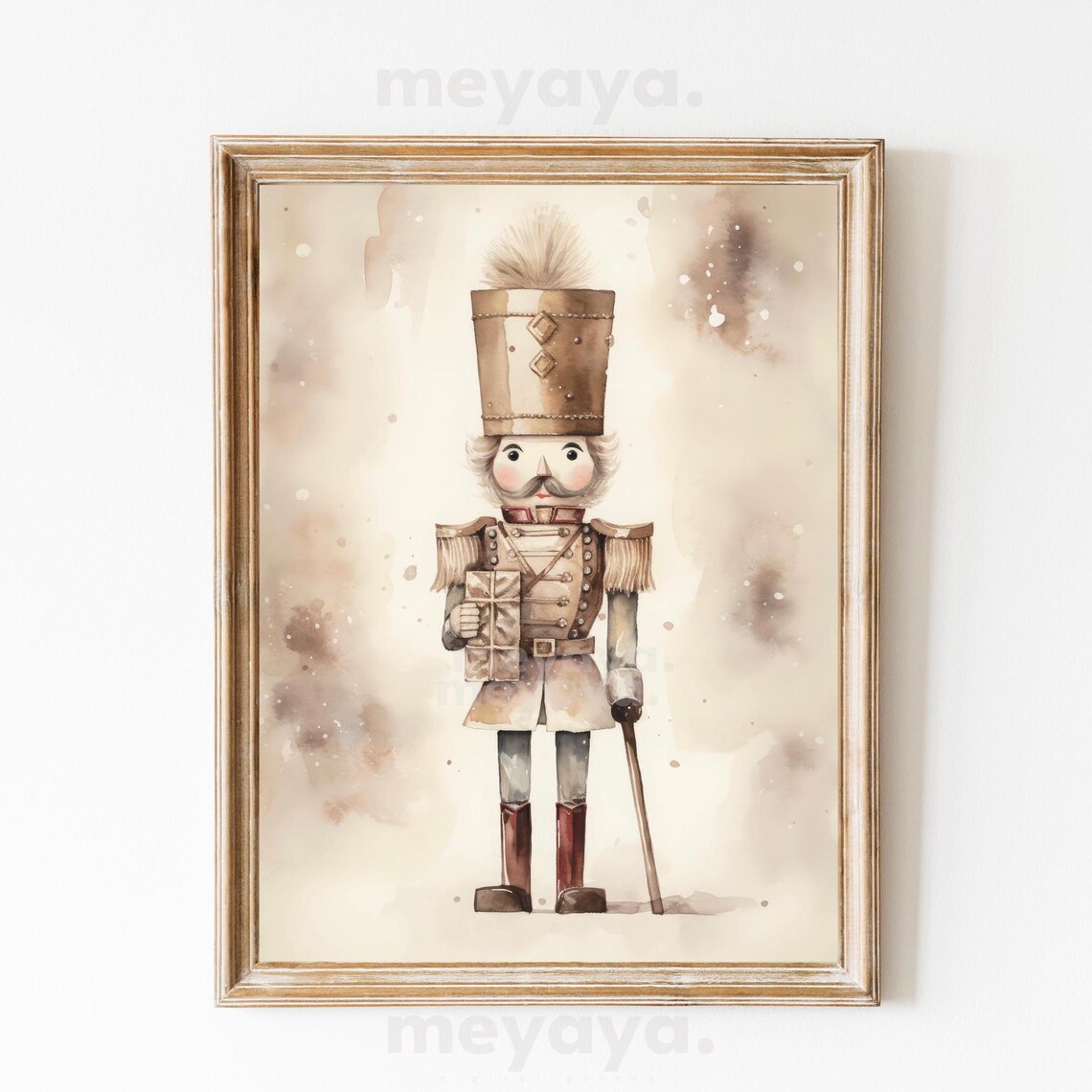 Christmas Nutcracker Vintage Neutral Holiday Art Print