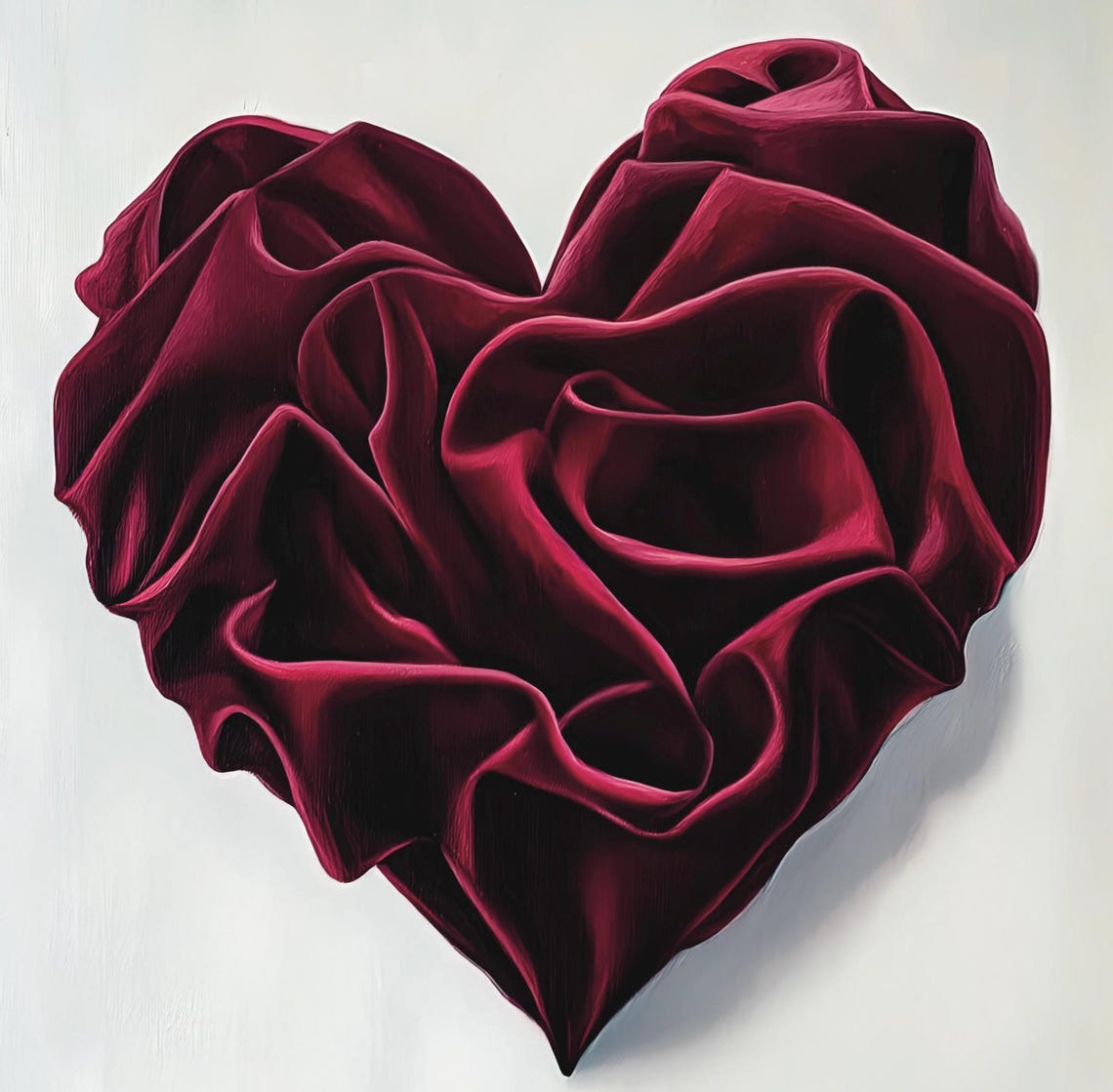Burgundy Velvet Rose Heart Sculptural Romantic Valentines Print - Image 6
