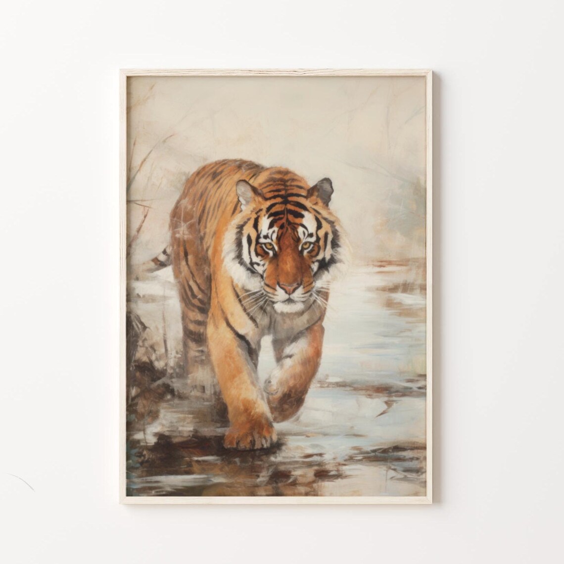 Vintage Tiger Print, Moody Farmhouse Wildlife Poster - Image 4