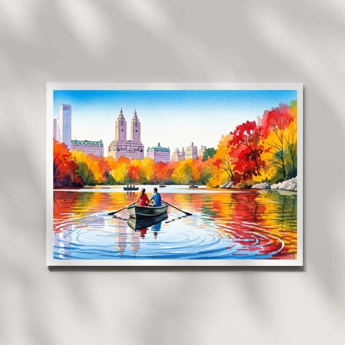 Central Park Autumn Fall Foliage Rowboats Lake New York Poster