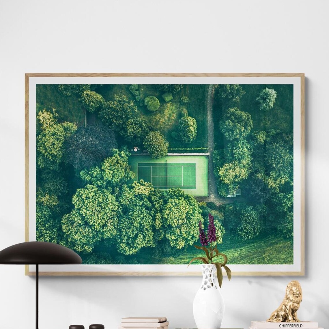 Aerial Tennis Court Fine Art, Forest View Art Print