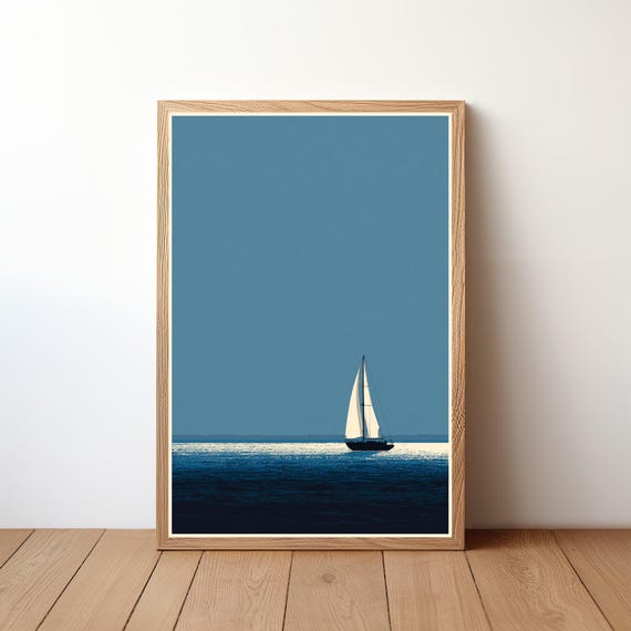 Sailboat Poster Minimalist Modern Nautical Wall Art Simple Ocean Boat Print Coastal Decor For Sailor Sea Lover Gift Illustration Sl52