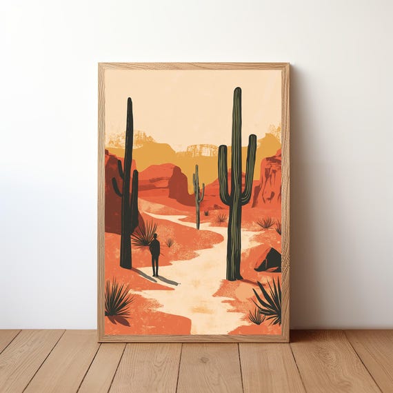 Cactus Desert Landscape Wall Art Nature Decor Traveler Poster Camping Home Adventure Print Nl1