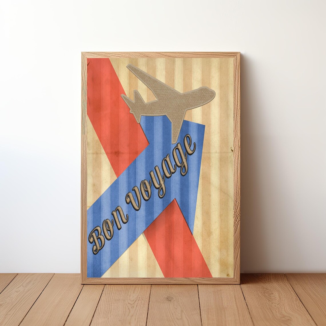 Bon Voyage Vintage Airplane Retro Farewell Travel Wall Poster