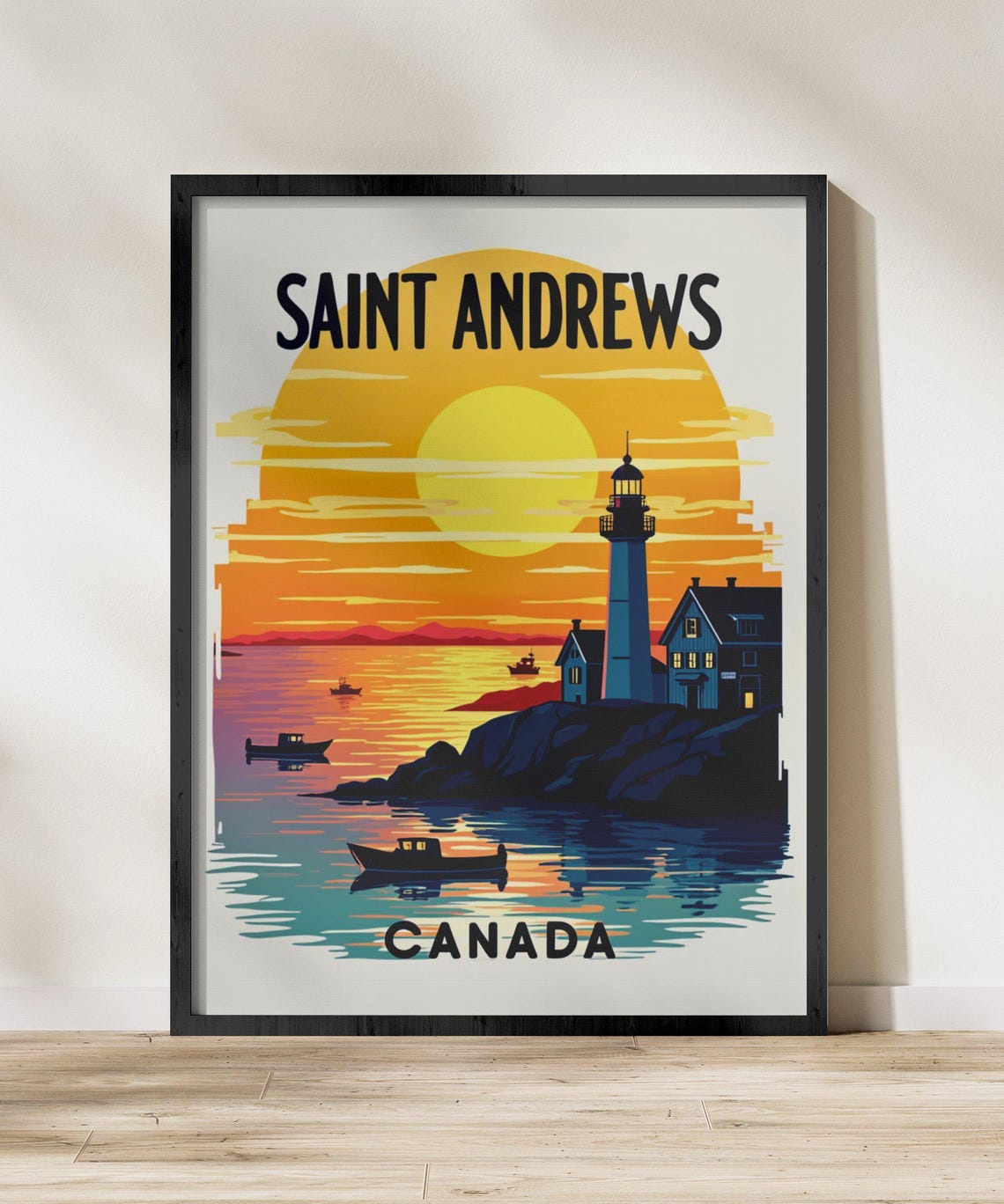 Saint Andrews Canada Lighthouse Sunset Coastal Seascape Poster - Image 2