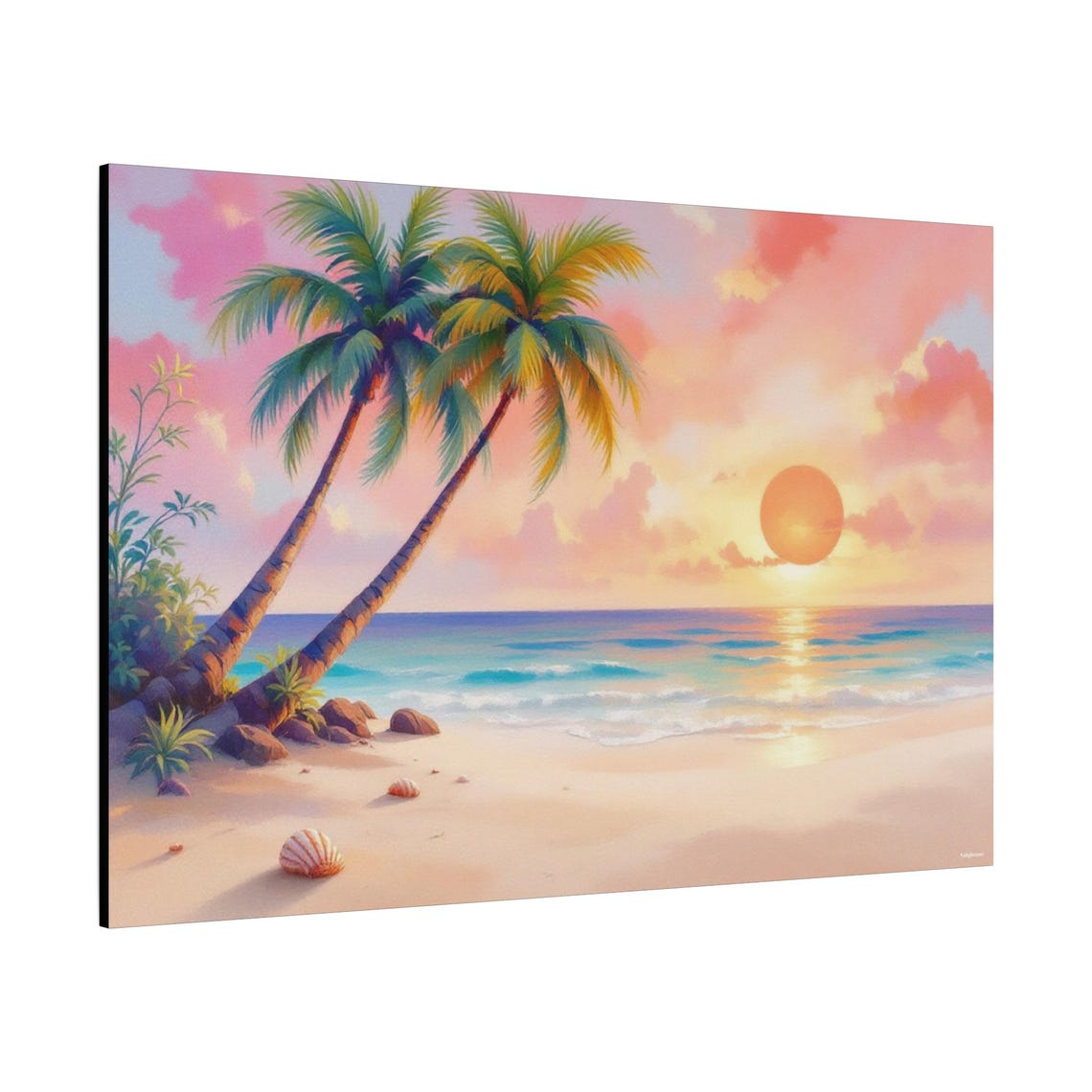 Tropical Sunset Beach Art Print - Image 2