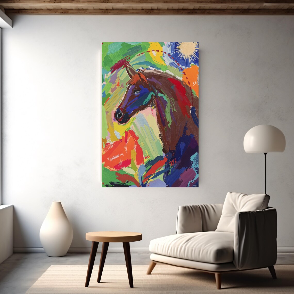 Colourful Horse Portrait, Wall Art Print
