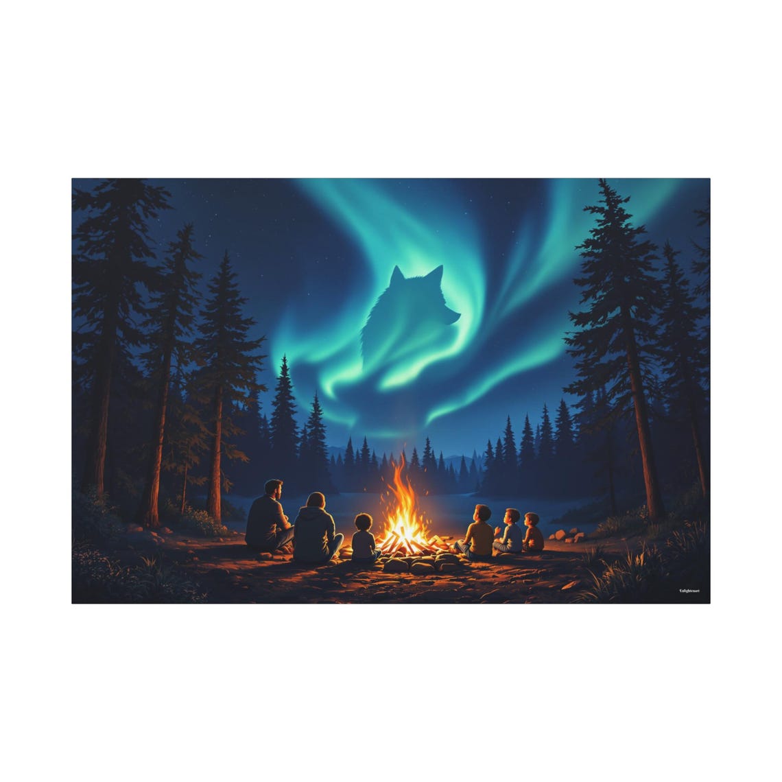 Wolf Spirit - Night Campfire Art Print - Image 3