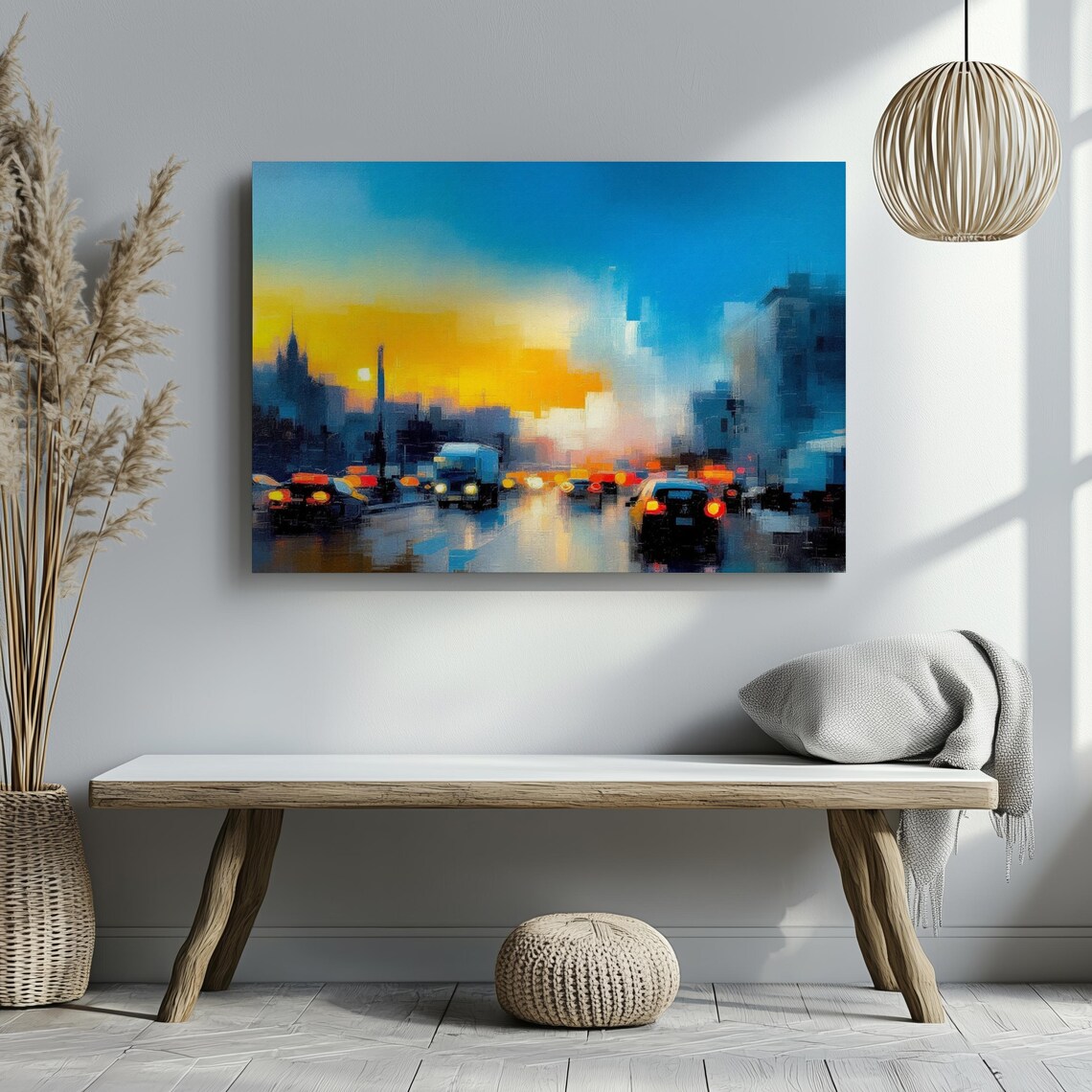 Abstract City Commute Traffic Sunset Urban Painting Art Poster - Image 3