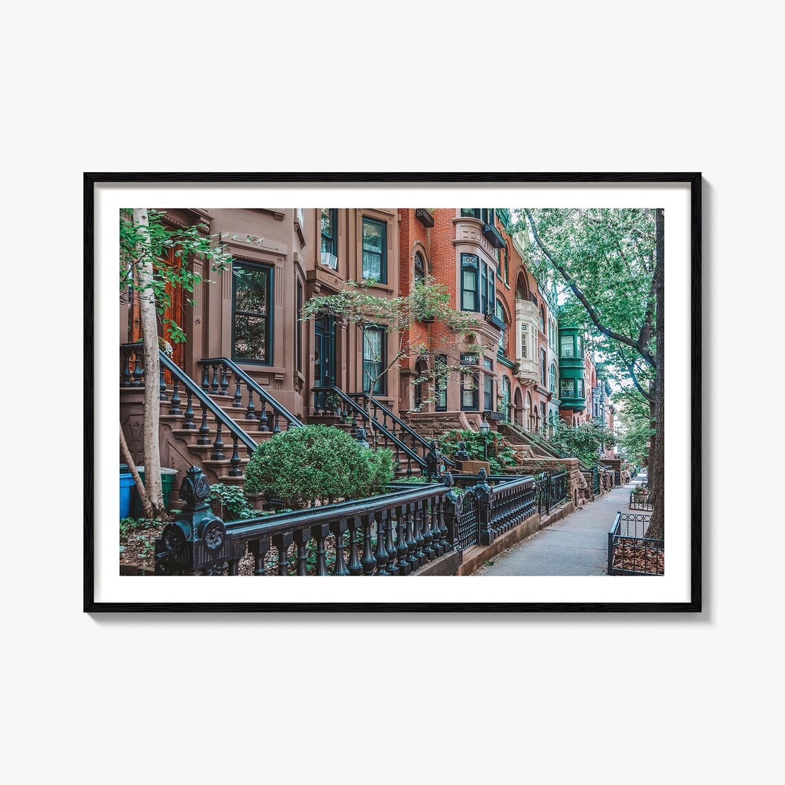 Park Slope Brooklyn Brownstone Street Historic Stoops Color Poster