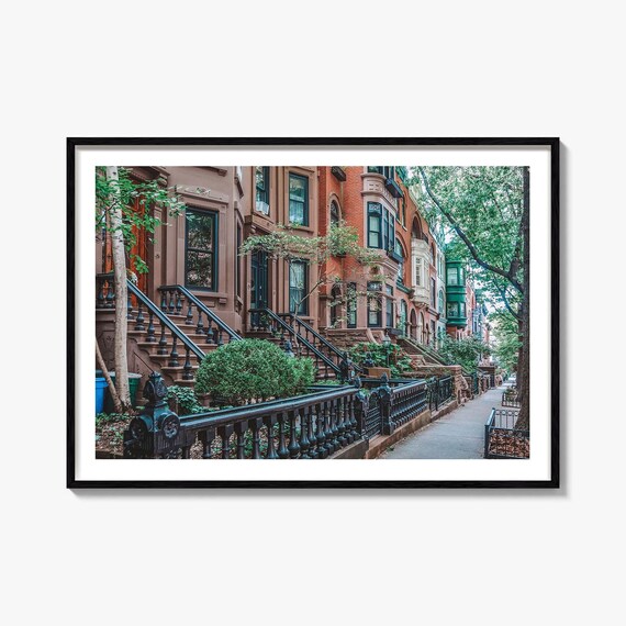 Park Slope Brooklyn Brownstone Street Historic Stoops Color Poster