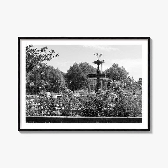 Chicago Wicker Park Black and White Garden Fountain Photo Poster