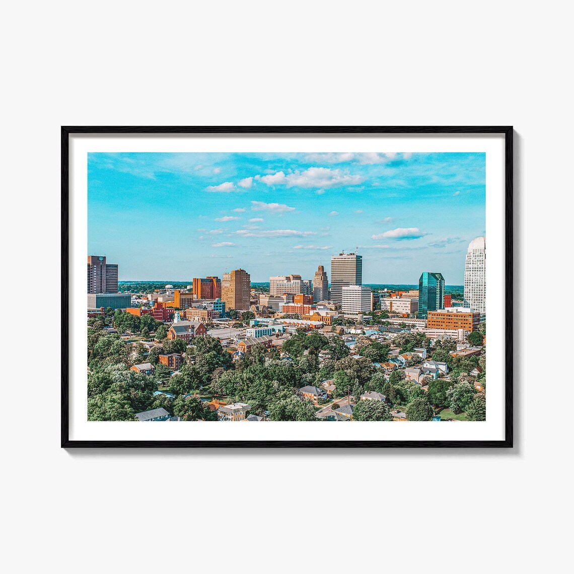 Winston Salem North Carolina Skyline Aerial Bright Day Poster
