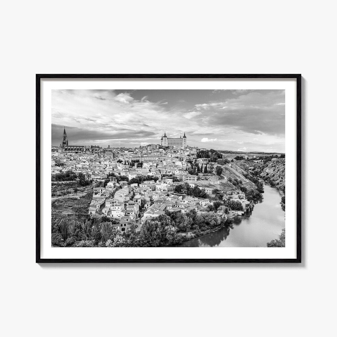 Toledo Black And White Travel Poster, Spain
