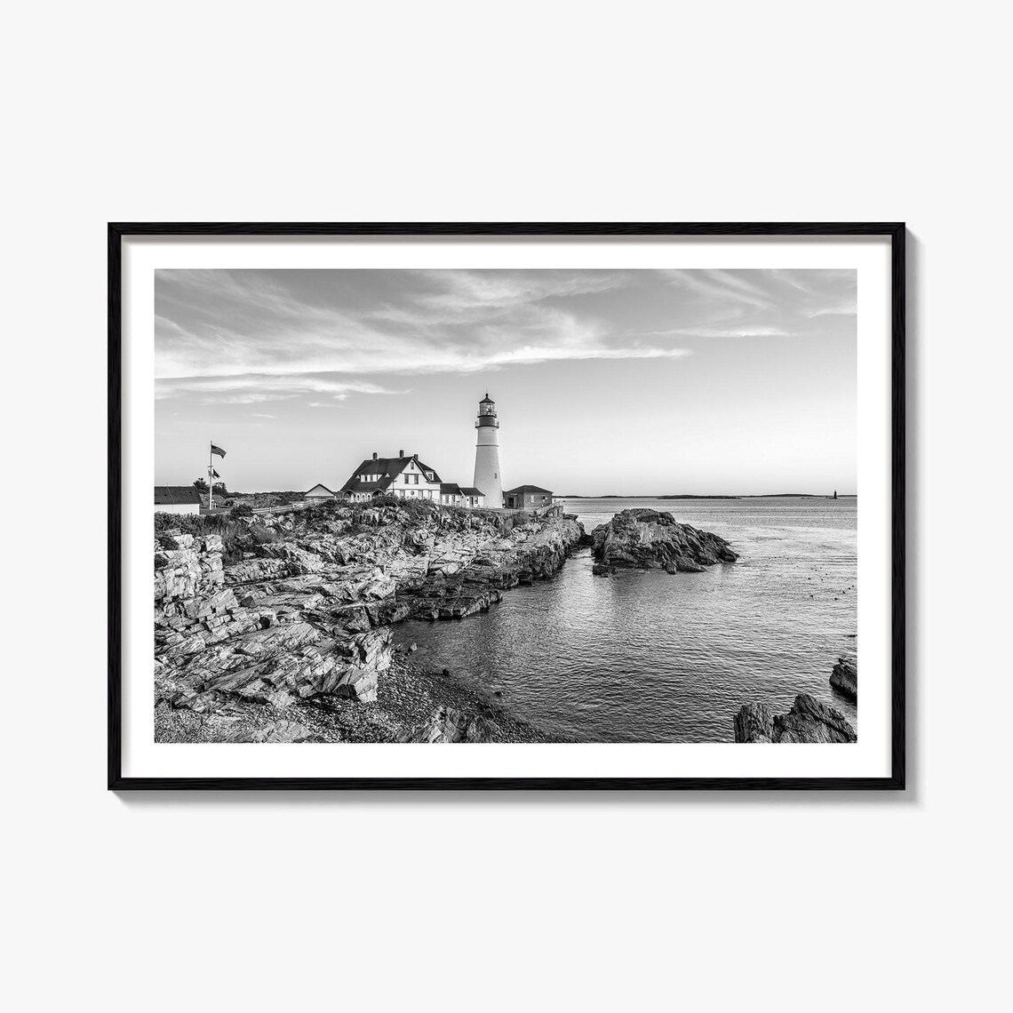 Portland Black And White Travel Poster, Maine Map