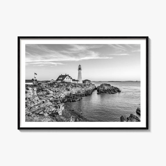 Portland Black And White Travel Poster, Maine Map