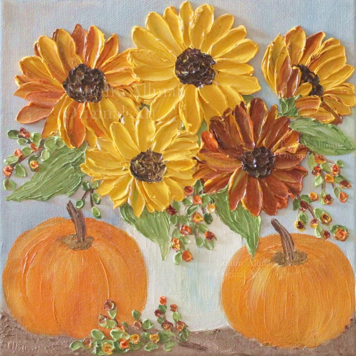 Sunflower Pumpkin And Bittersweet, Thanksgiving Fall - Image 2