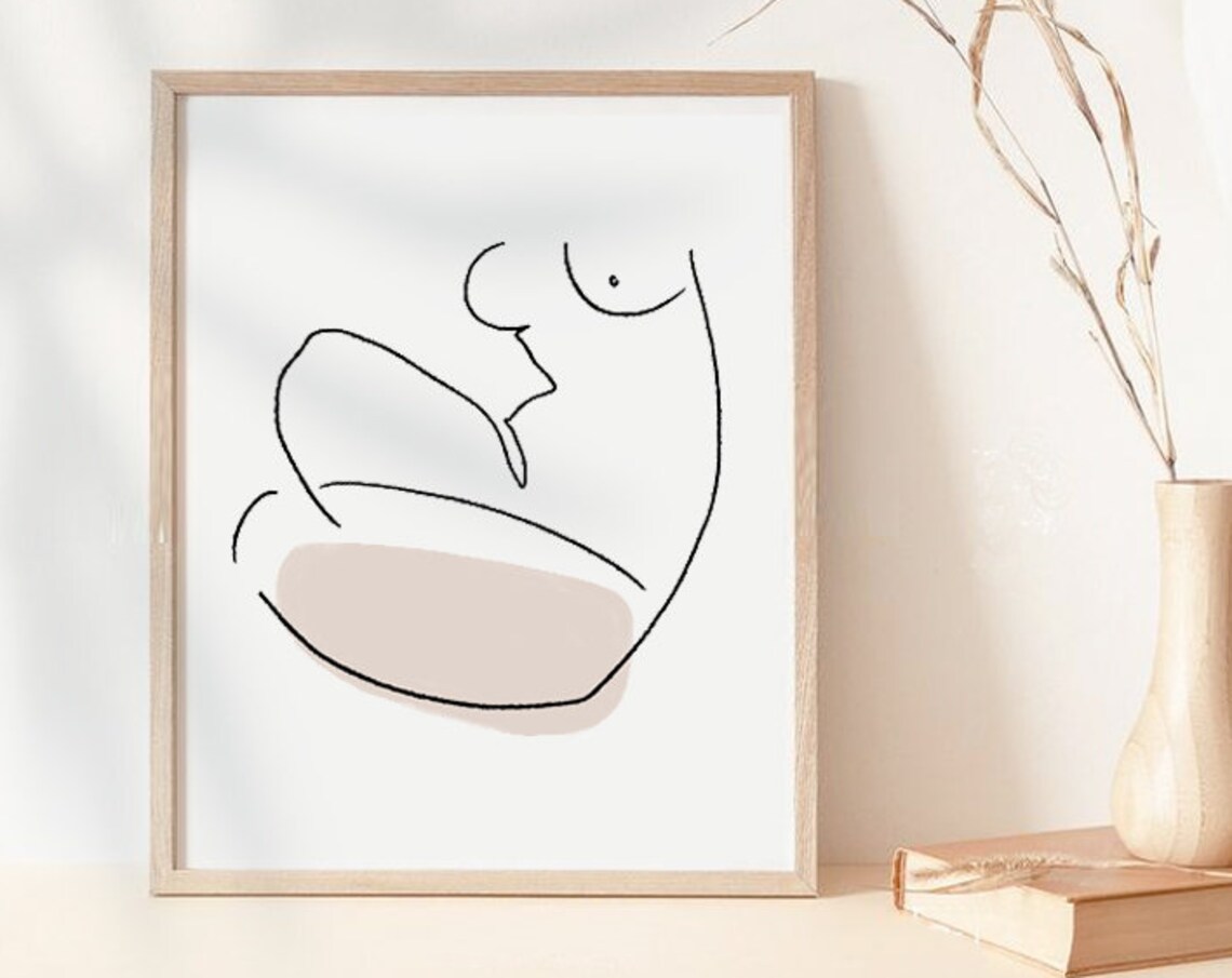 Female Form One Line Minimalist Abstract Figure Drawing Wall Art