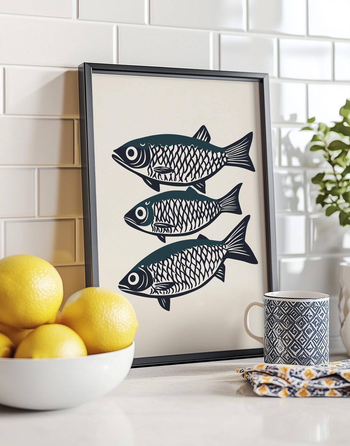 Sardines Print Kitchen Fish Home Decor Modern Minimalist Beach Wall Art Japanese Inspired Sushi Bar Kitchen Shelf Art Prints - Image 5