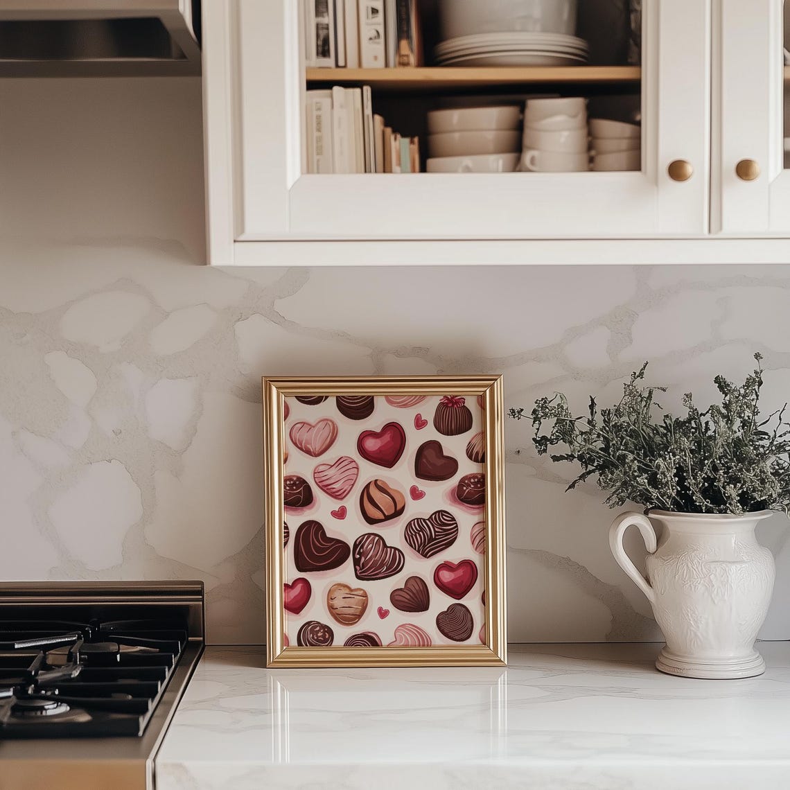 Heart Chocolate Candies Truffle Pattern Valentine Sweet Poster - Image 2