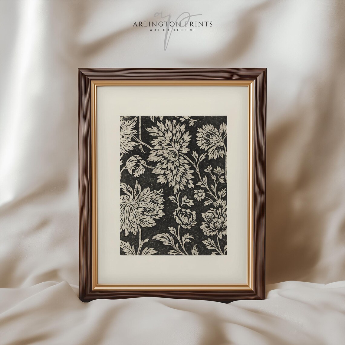 Rustic Flower Print, Vintage Woodcut Botanical Art