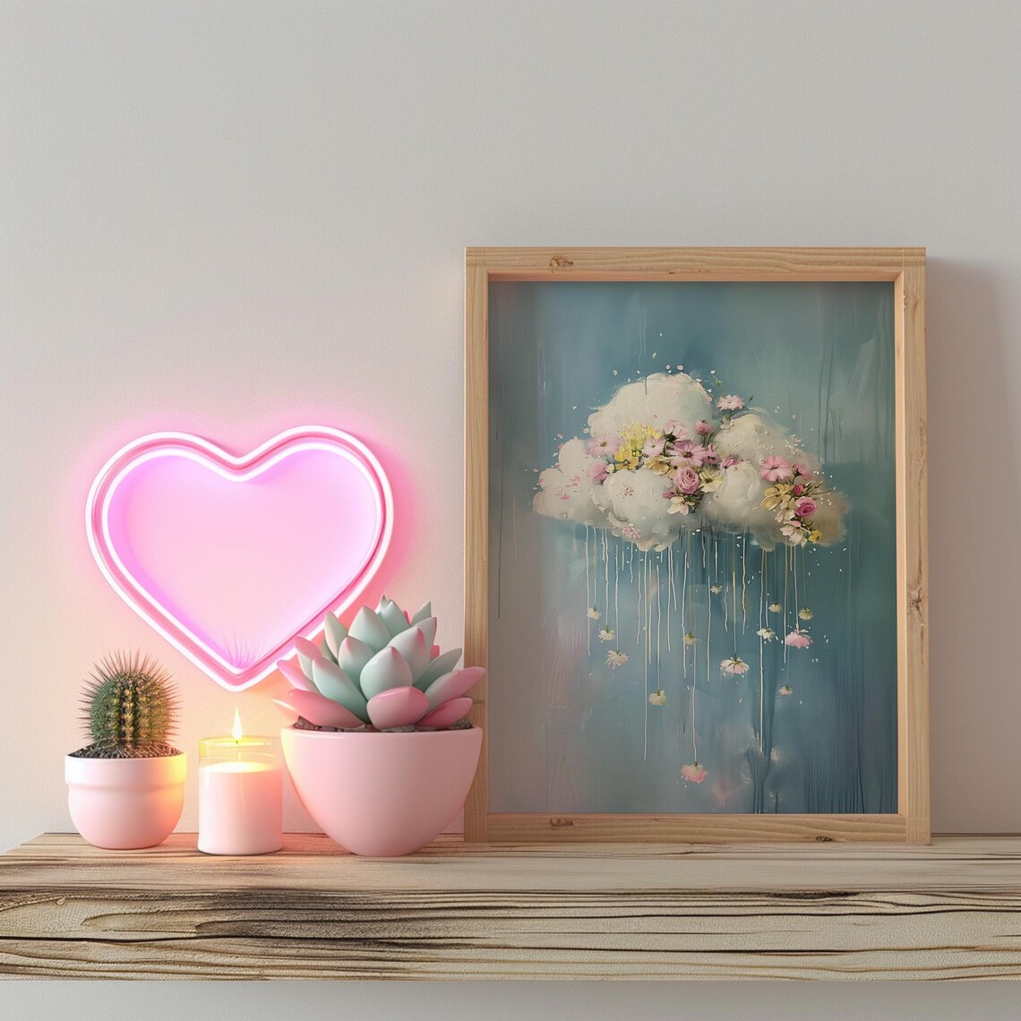 Cute Little Flower Raincloud Art Print, Spring Farmhouse - Image 2