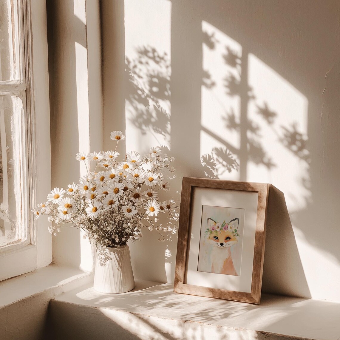 Baby Fox Flower Crown Watercolor Cute Woodland Nursery Print - Image 2