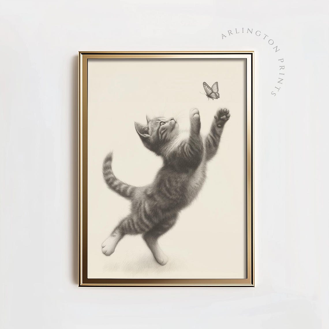 Whimsical Cat Nursery Sketch Art Print