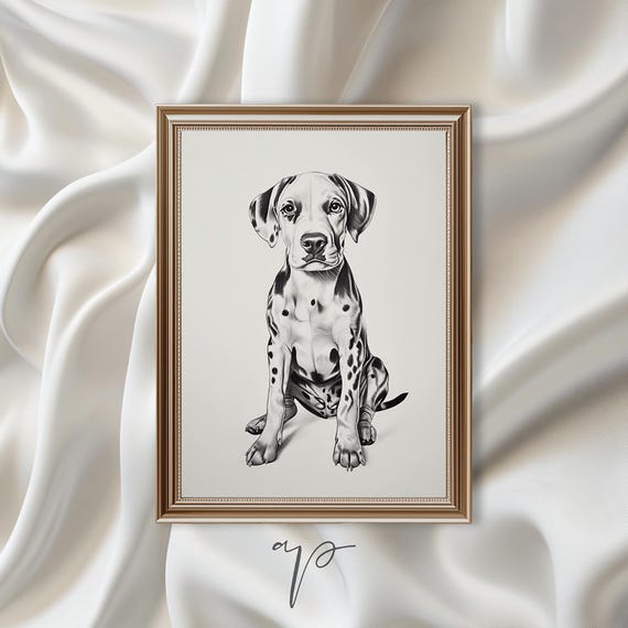 Dalmatian Dog Print Dalmatian Wall Art Cute Dog Sketch Vintage Dog Drawing Dog Nursery Wall Art Dalmatian Drawing Ca01