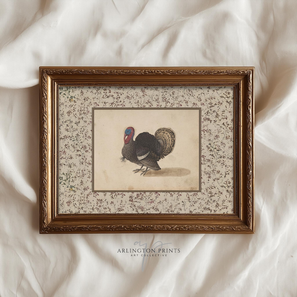 Vintage Thanksgiving Turkey Art Print, Rustic Farmhouse