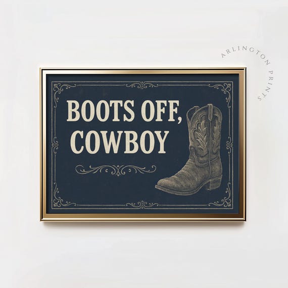 Western Entryway Wall Art Boots Off Cowboy Rustic Typography Bar Decor Vintage Sign Old West Home