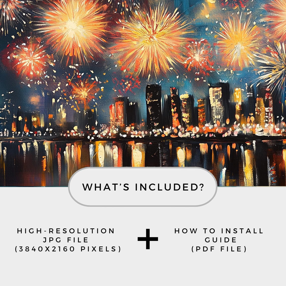 City Fireworks Night Skyline Water Reflection Celebration Poster - Image 2