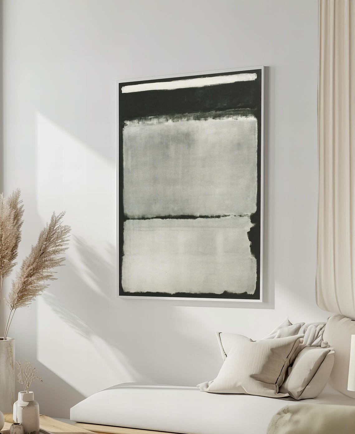 Monochrome Color Field Abstract Blocks Minimalist Modern Poster