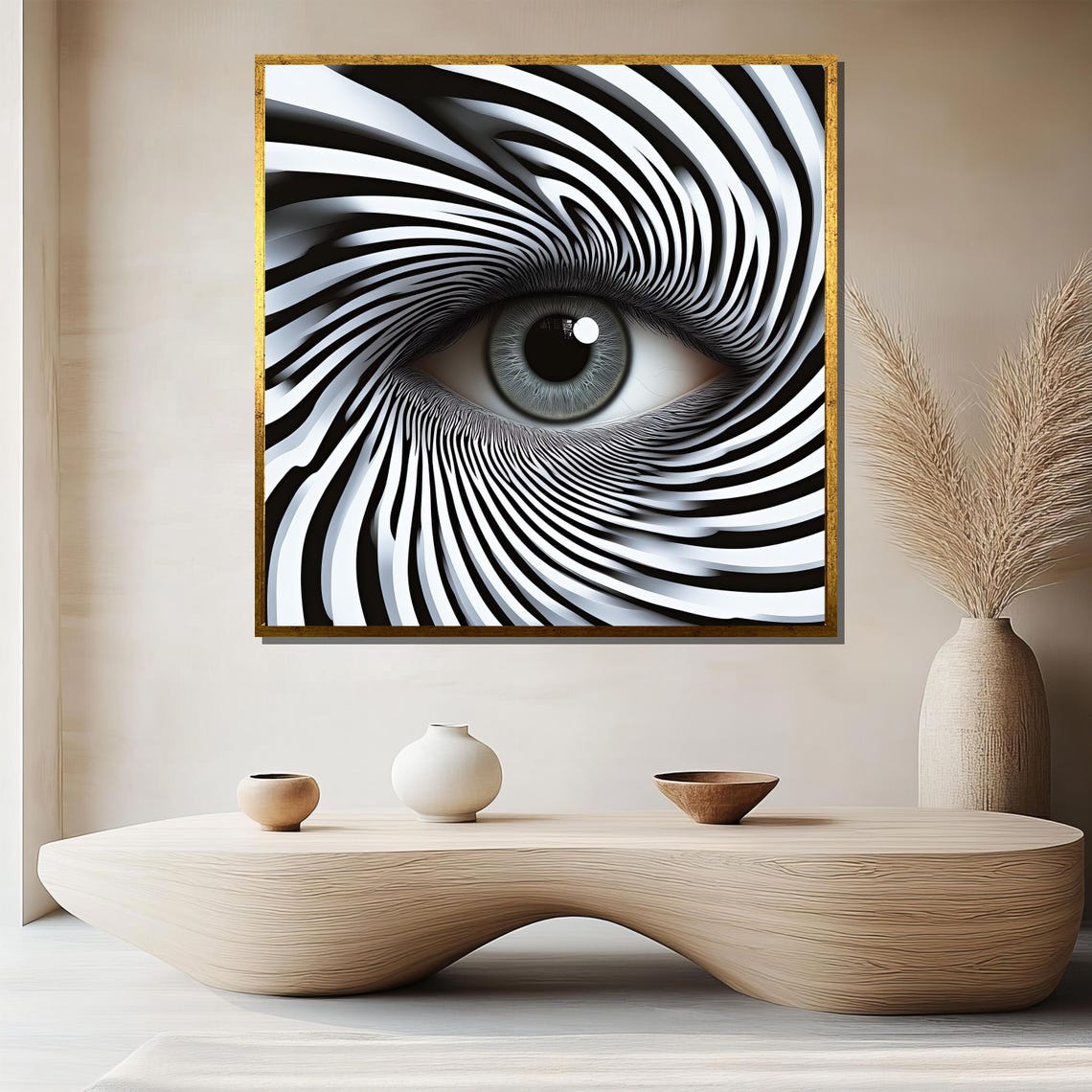 Human Eye in Black White Spiral Optical Illusion Surreal Poster