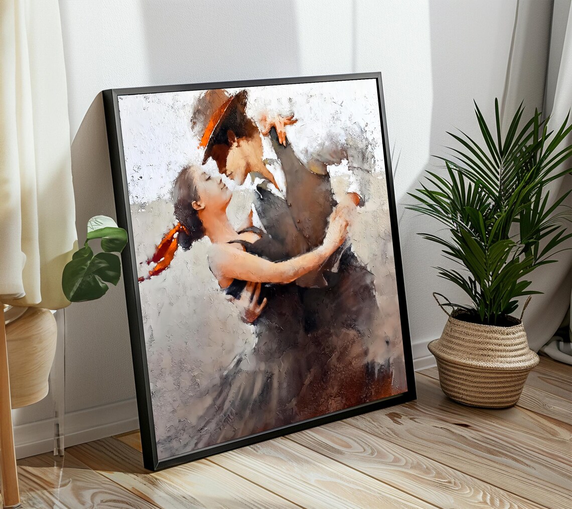 Romantic Dance Embrace, Passionate Home Decor Art Print
