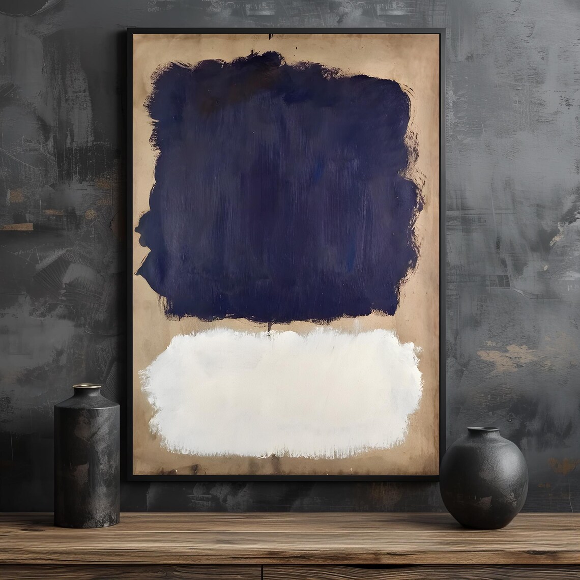 Mark Rothko Painting, Deep Blue And White Abstract - Image 2