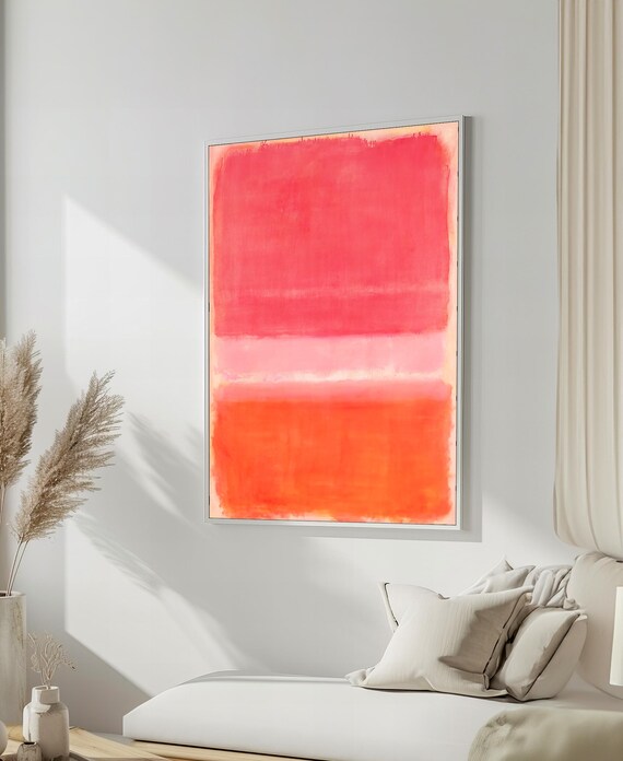 Radiant Mark Rothko Painting In Shades Of Pink And Warm Orange Vibrant Abstract Art Gift For Modern Decor