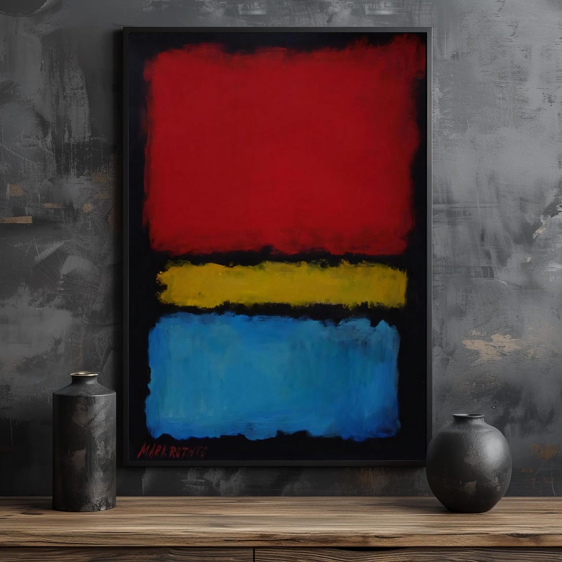Mark Rothko Style Bold Red Yellow And Blue Abstract Art Poster - Image 2