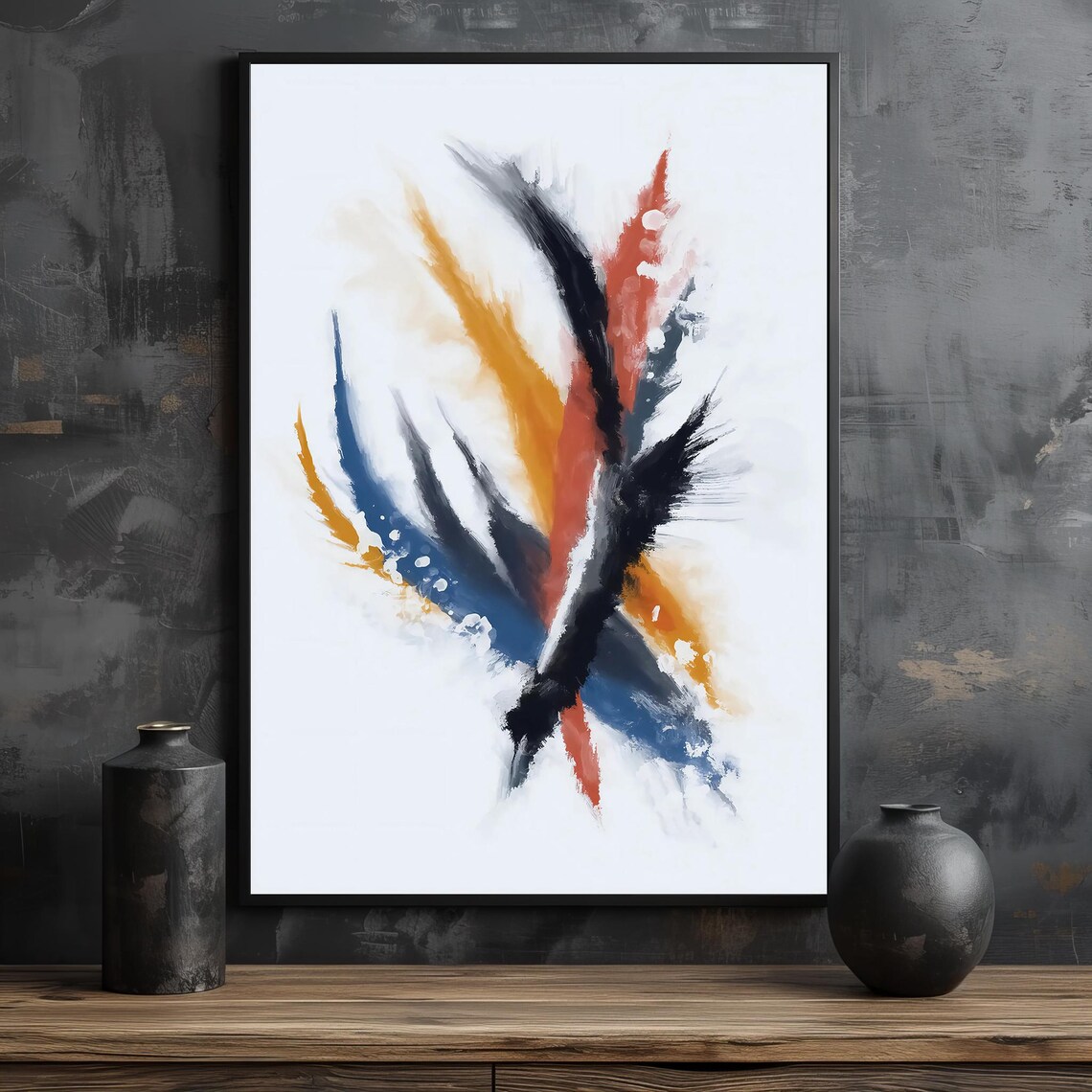 Dynamic Abstract Brushstroke Painting, Modern Art Gift - Image 2