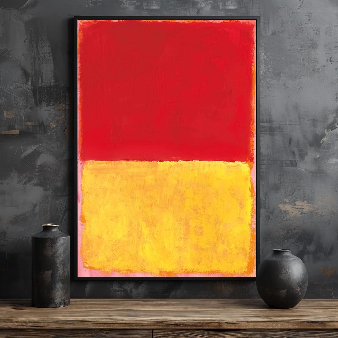 Vibrant Red Yellow Bold Bright Color-Field Abstract Modern Poster - Image 2