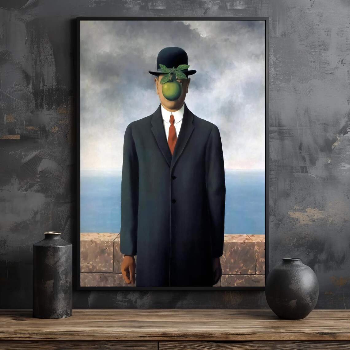Iconic Rene Magritte The Son Of Man Green Apple Surrealist Poster - Image 2