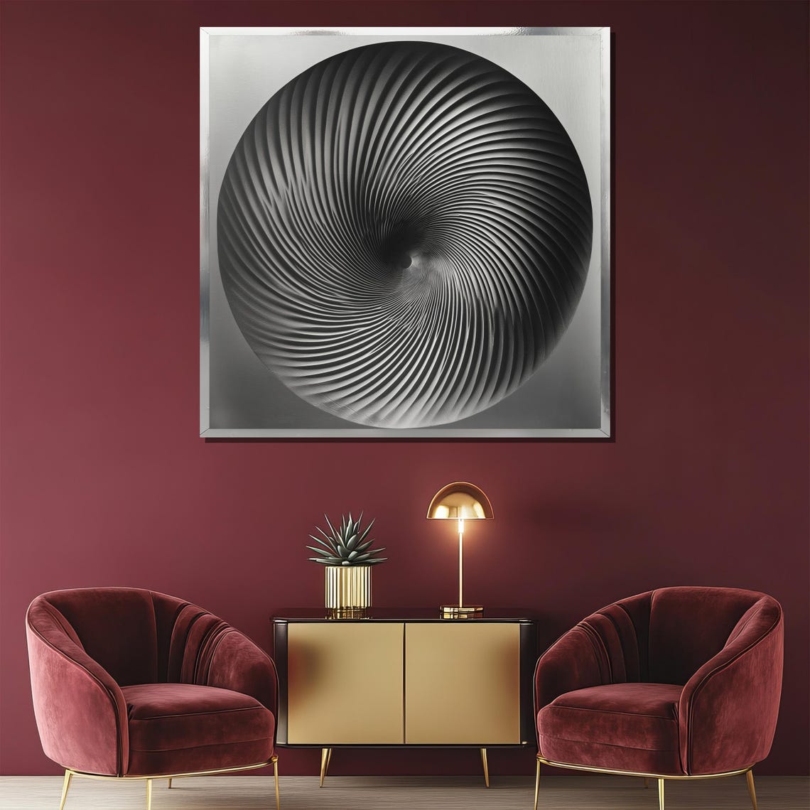Black And White Spiral Abstract Painting Modern Minimalist Wall Art Geometric Home Decor Gift Idea - Image 2