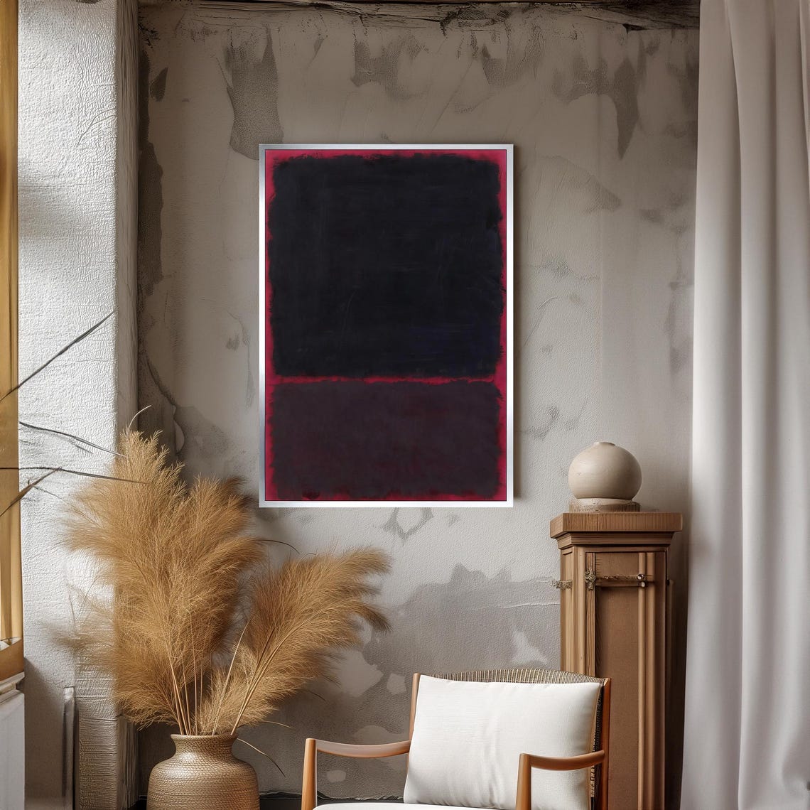 Dark Mark Rothko Painting In Deep Blacks With Subtle Red Accents Bold Abstract Art Gift For Modern Interiors - Image 3