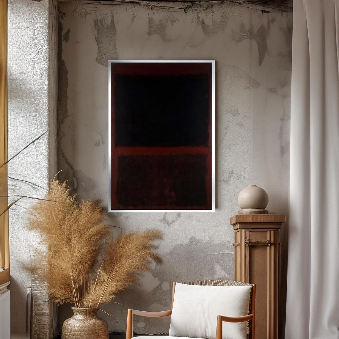 Mark Rothko Style Deep Black With Subtle Red Abstract Art Poster - Image 3