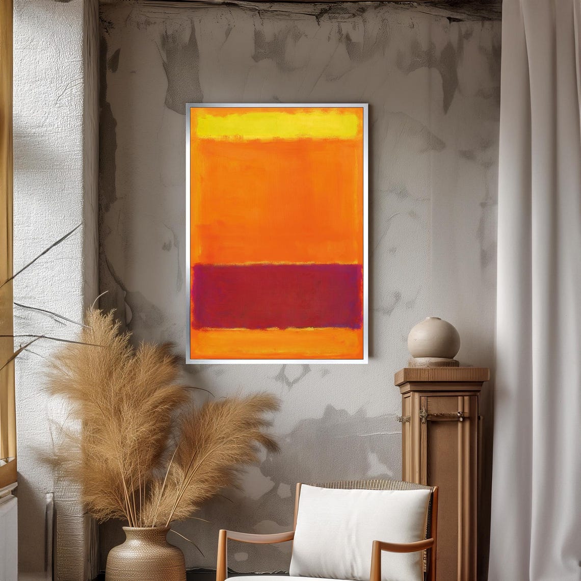 Warm Orange Deep Red Vibrant Abstract Color-Field Decor Poster - Image 3