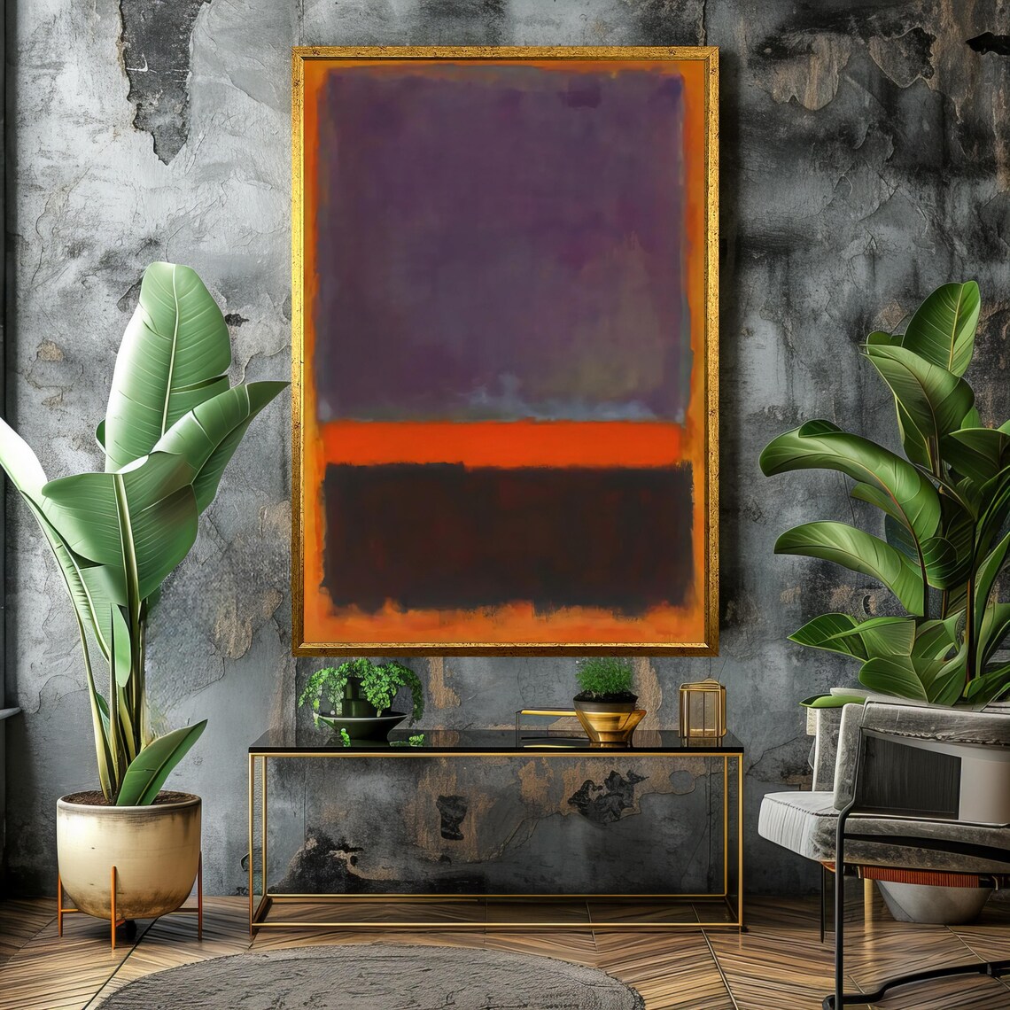 Vibrant Mark Rothko Painting In Rich Purple And Bold Orange Striking Abstract Art Gift For Modern Interiors - Image 4